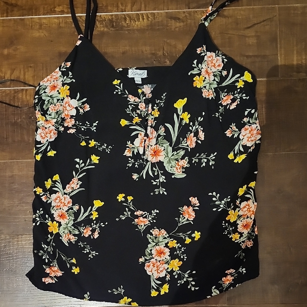 Kismet Black Camisole with Floral Design